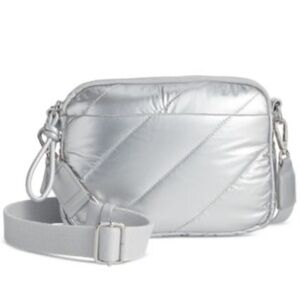 NEW WOMEN’S ON 34TH Metallic Silver Nylon Crossbody, Created for Macy's